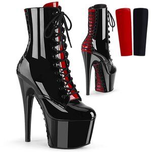 Size 6 1020FH Platform 2 Tone Red Black High Heel Ankle Boots NEW